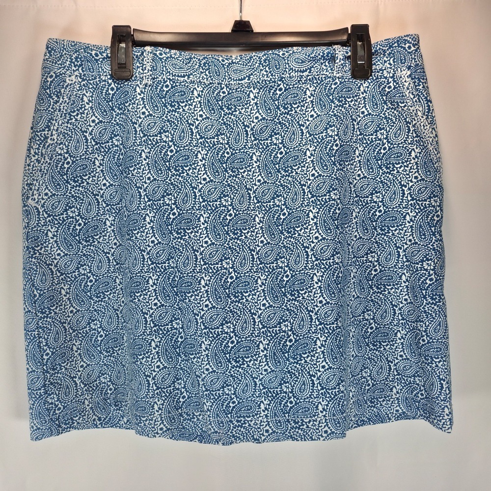 Dockers Paisley Skort Classic Fit Stretch Skirt Shorts Pockets Blue Women's 12‎